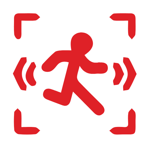Red motion detection icon showing running figure